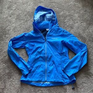 Columbia Blue Hooded Windbreaker Rain Jacket Full Zip SIZE M
